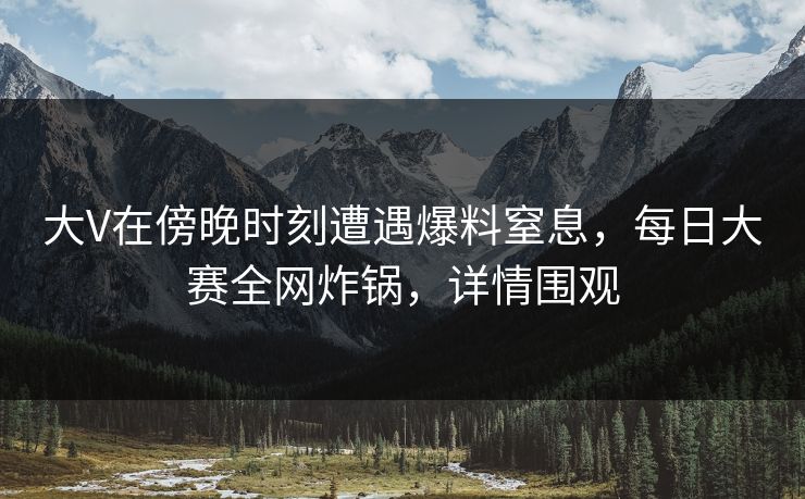 大V在傍晚时刻遭遇爆料窒息，每日大赛全网炸锅，详情围观