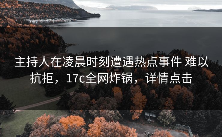 主持人在凌晨时刻遭遇热点事件 难以抗拒，17c全网炸锅，详情点击