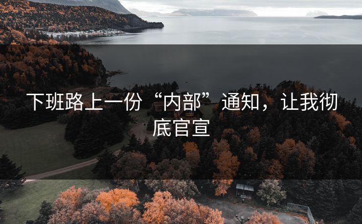 下班路上一份“内部”通知，让我彻底官宣